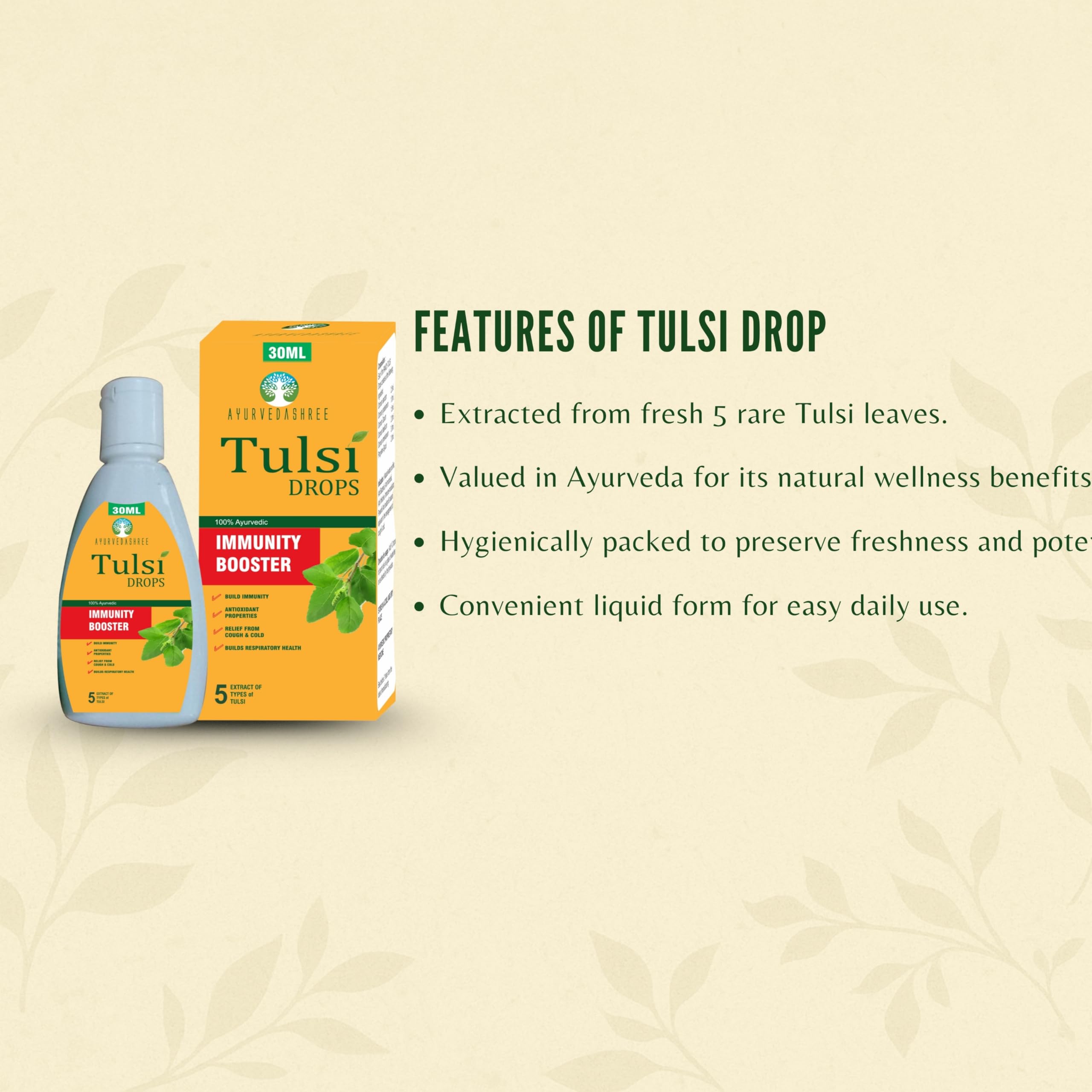 AYURVEDASHREE Tulsi Drops 45g in a lifestyle setting