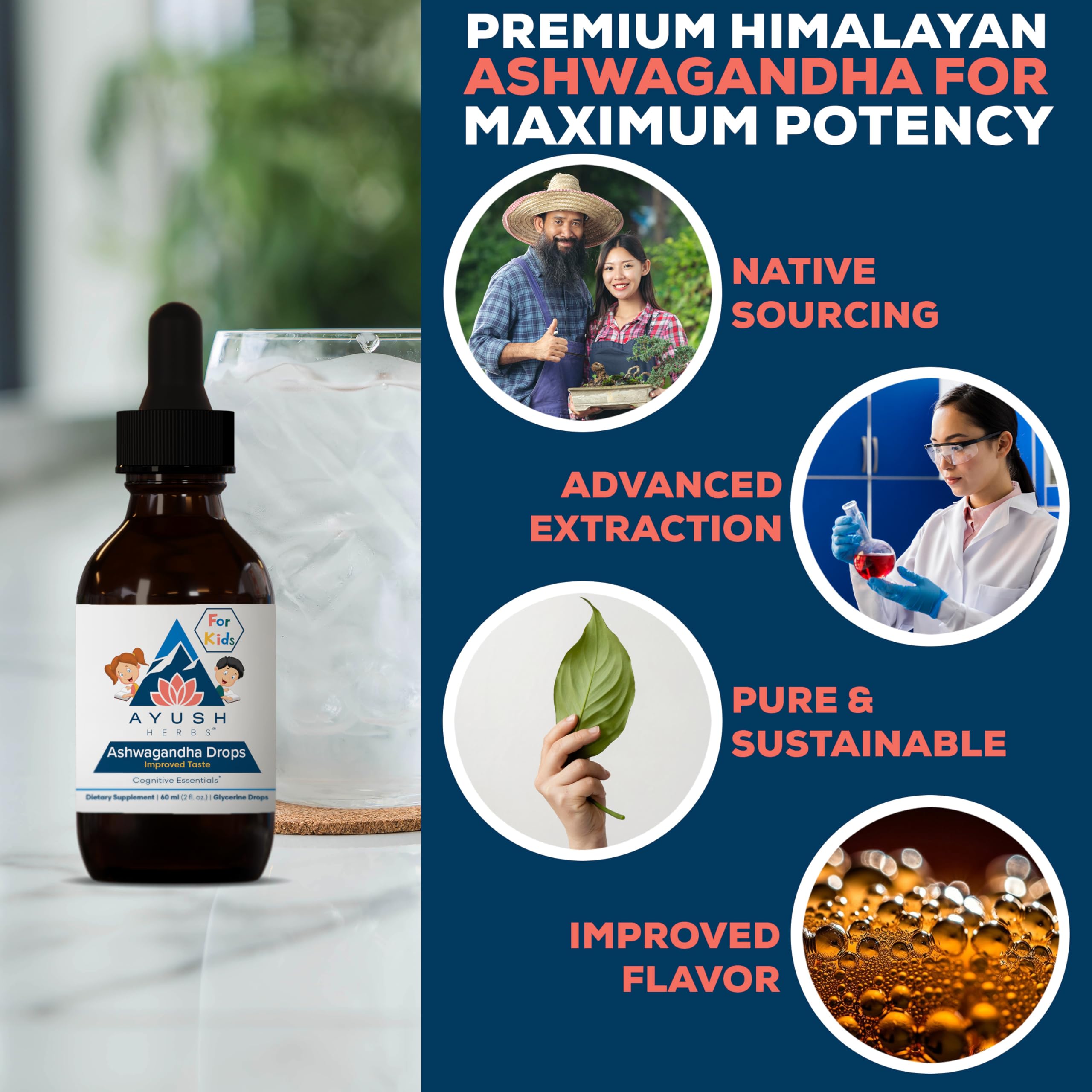 Ayush Herbs Ashwagandha Liquid Drops 500mg packaging