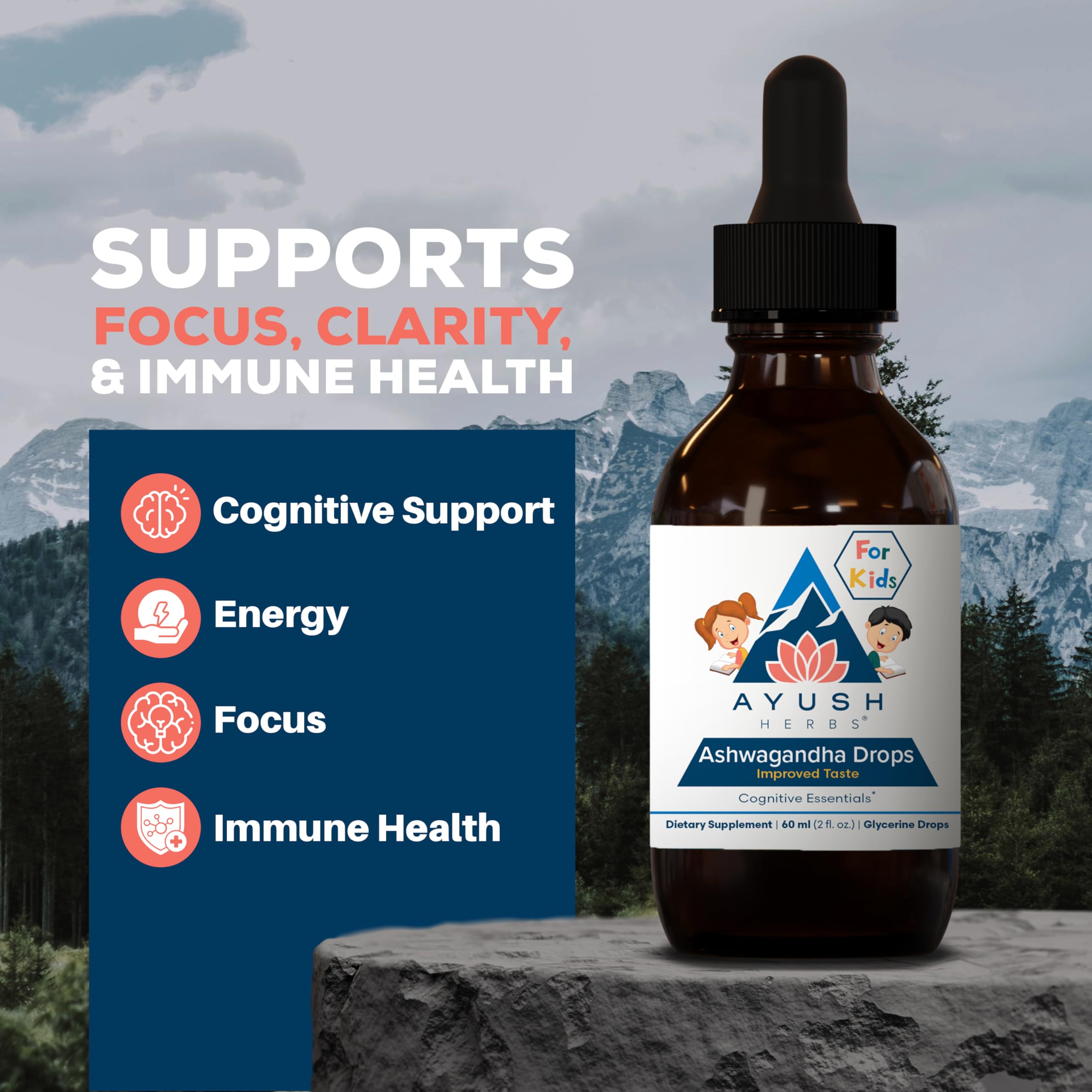Ayush Herbs Ashwagandha Liquid Drops 500mg side view