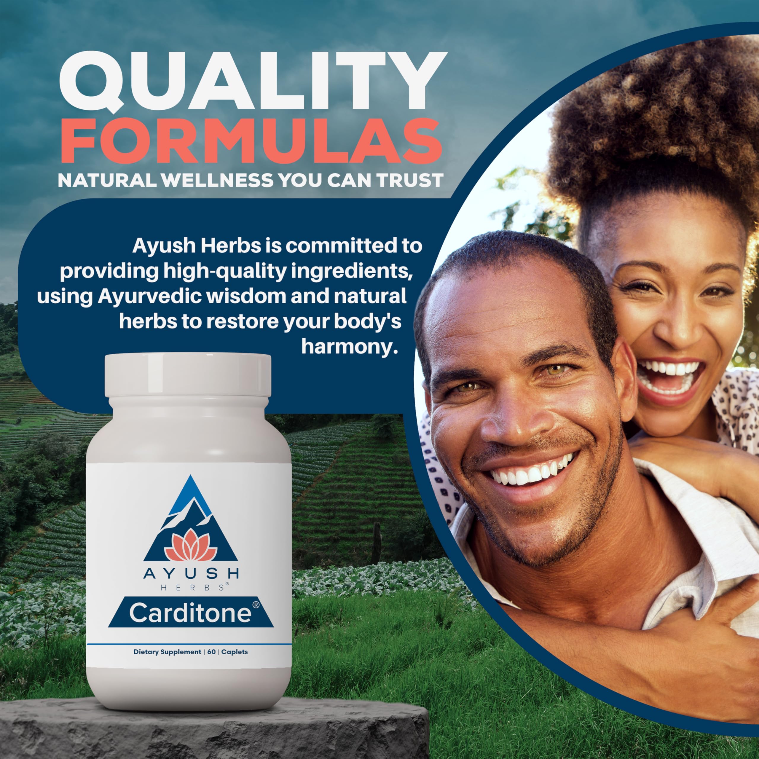 Ayush Herbs Carditone supplement in a lifestyle setting