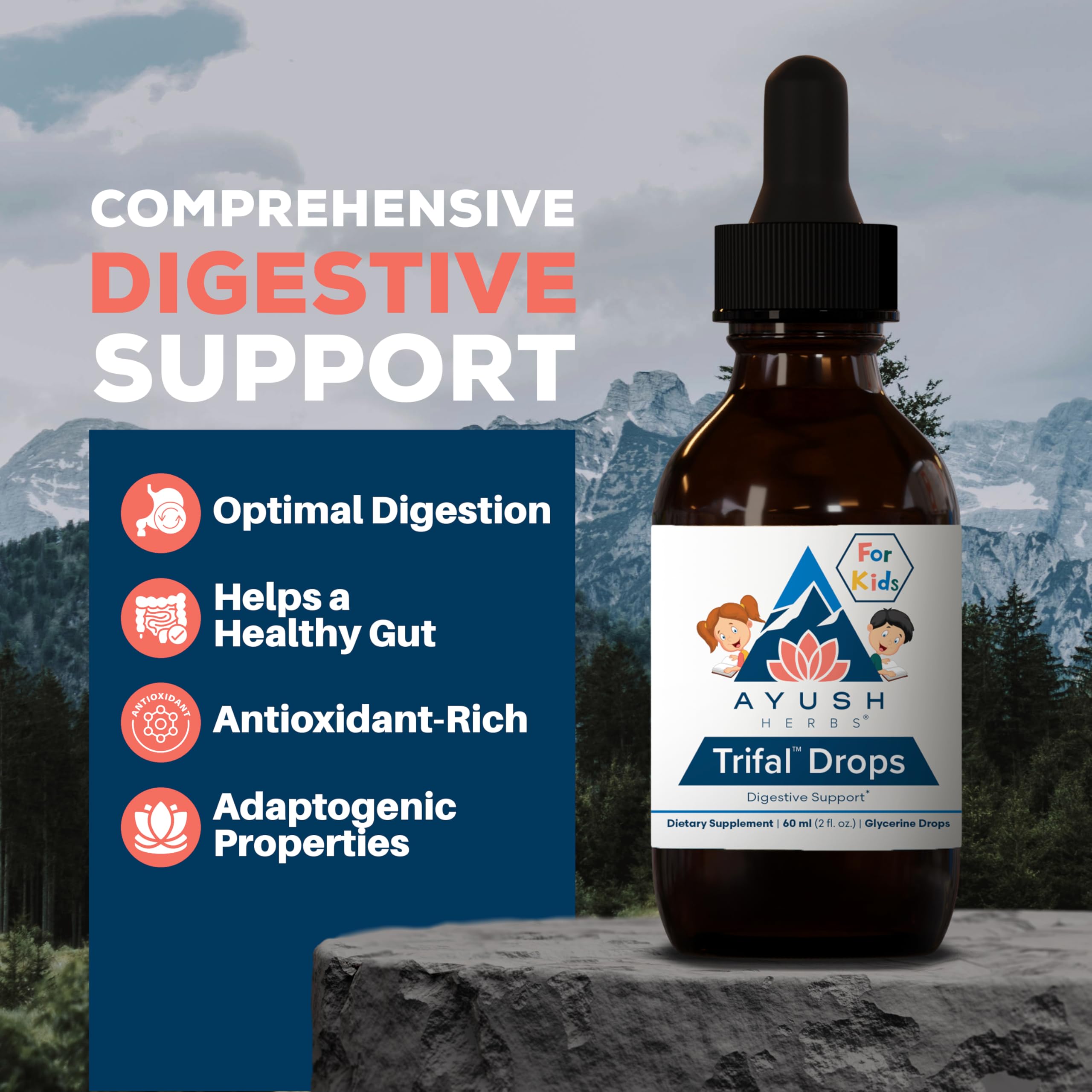 Ayush Herbs Kids Trifal Drops bottle side view