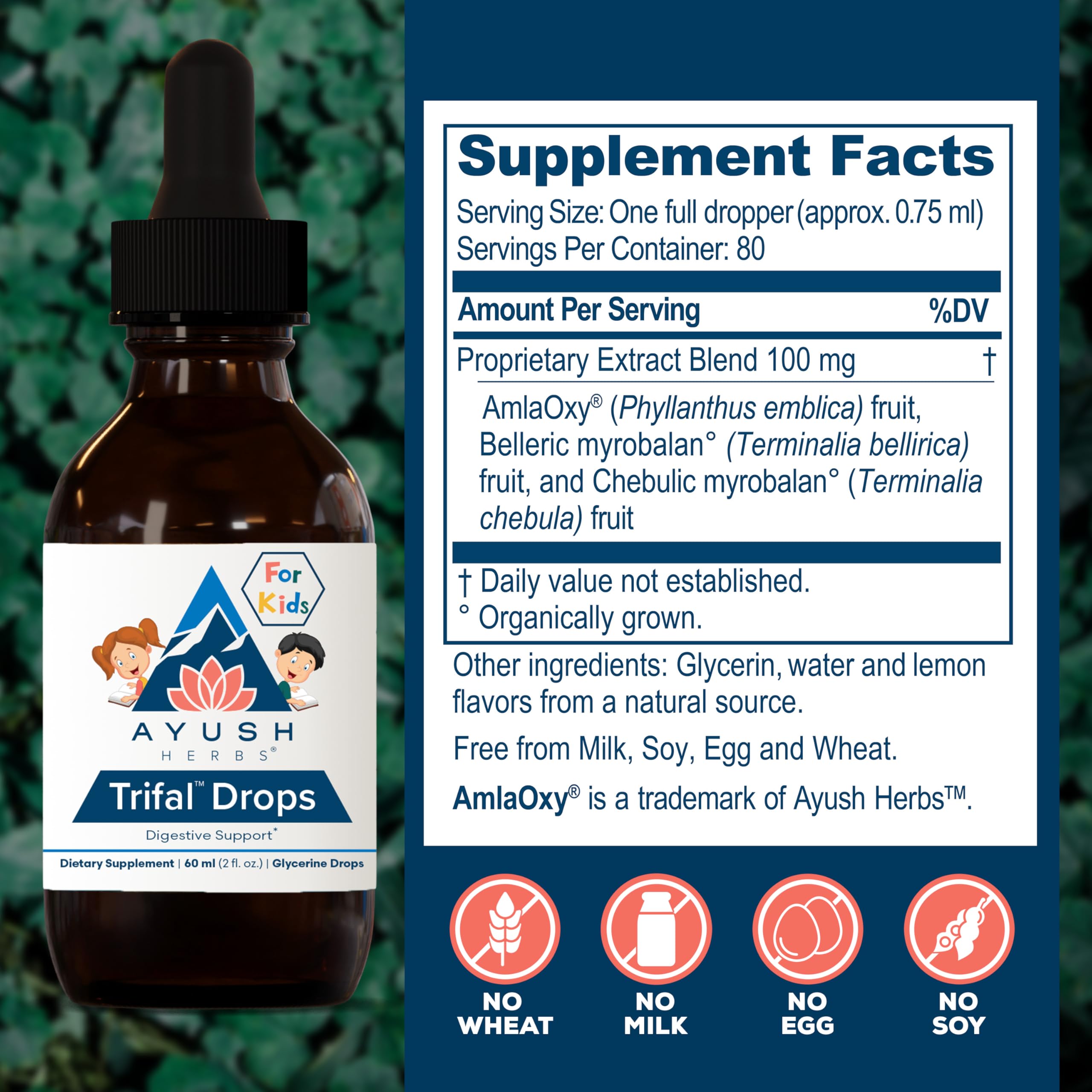 Ayush Herbs Kids Trifal Drops close-up of dropper