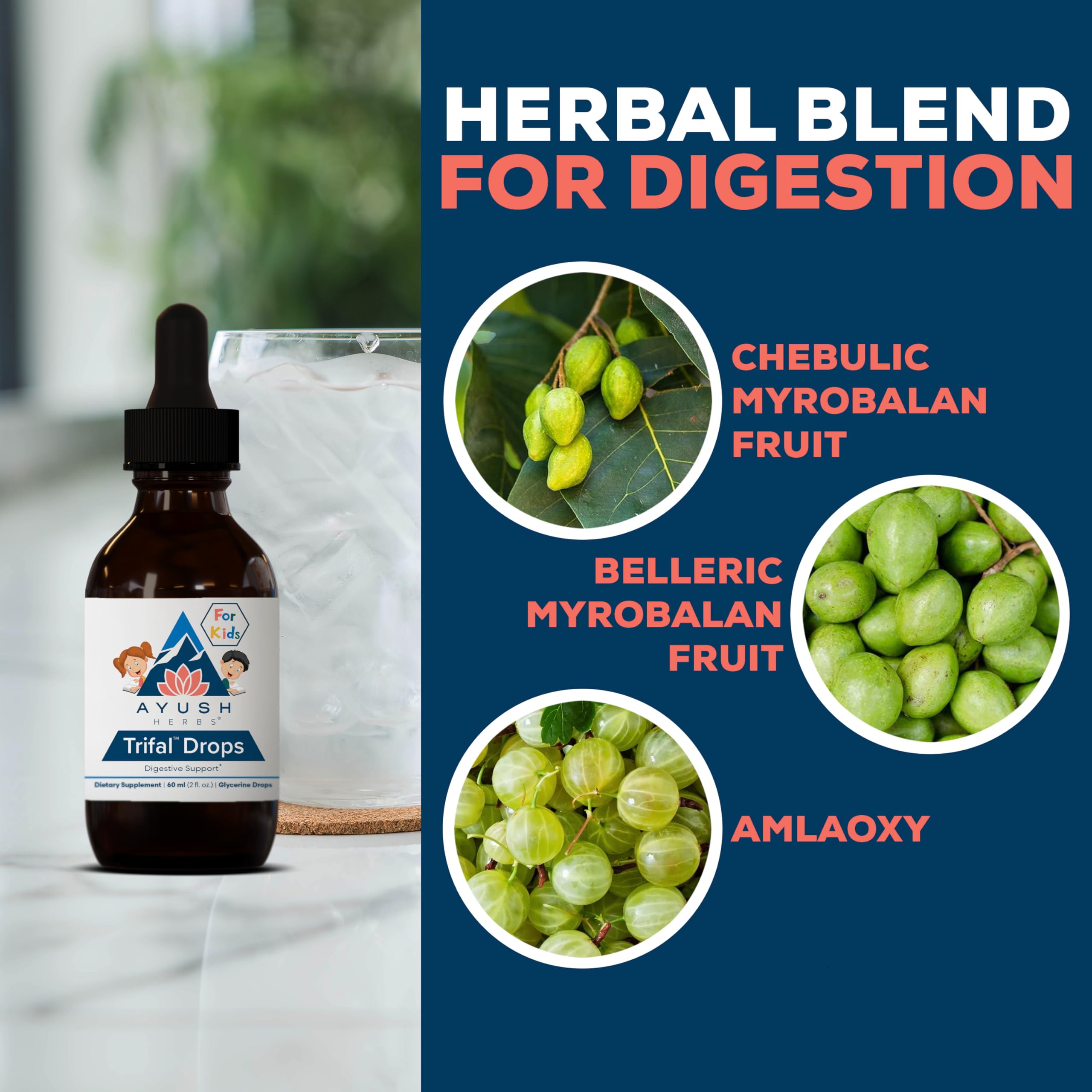 Ayush Herbs Kids Trifal Drops ingredients list on packaging