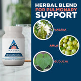 Ayush Herbs Lung Support Capsules opened bottle showing capsules