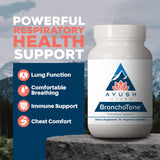Ayush Herbs Lung Support Capsules side view showing capsule size