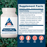Ayush Herbs Neem Plus Herbal Supplement 300mg back view