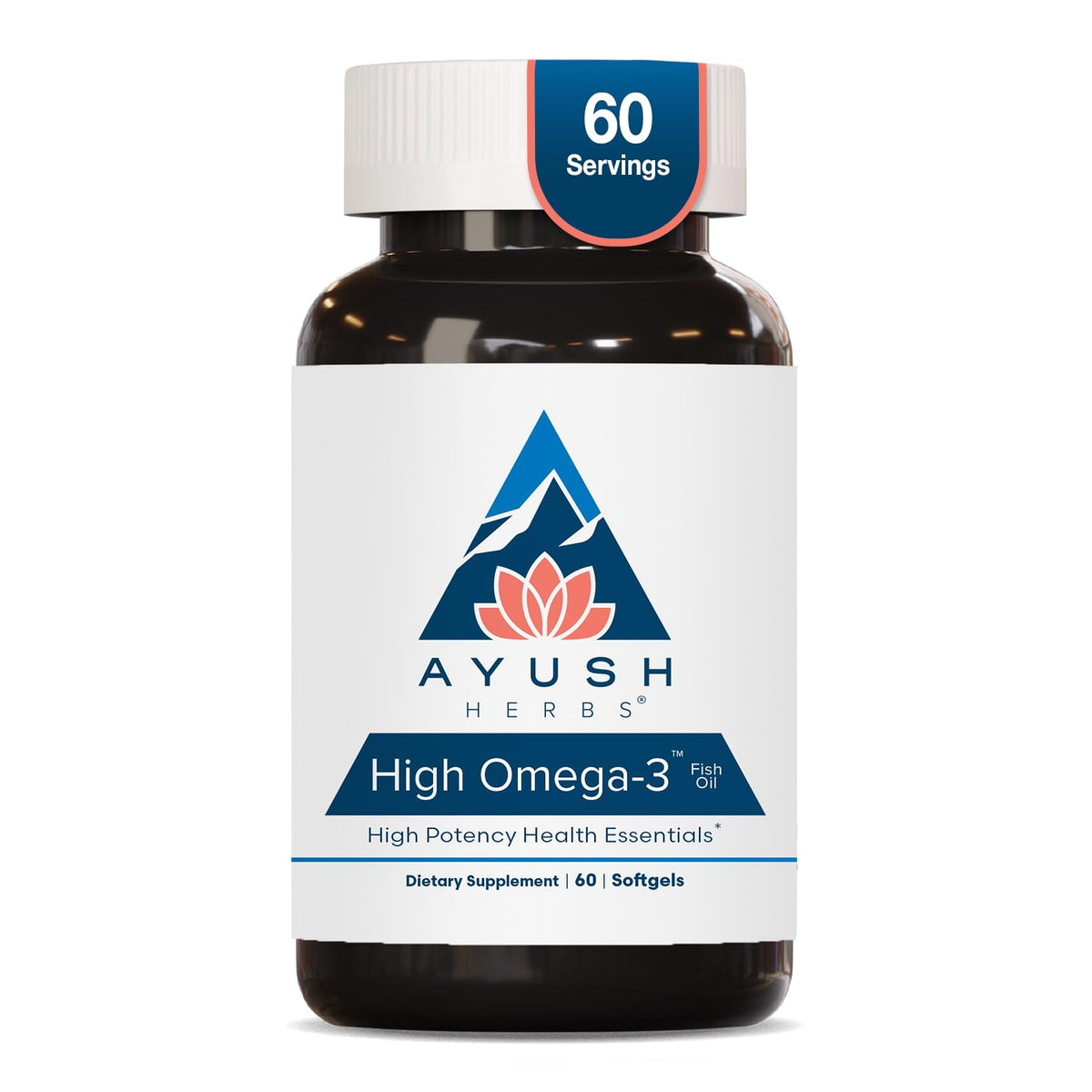 Ayush Herbs Omega-3 Fish Oil Supplement 1000mg softgels front view