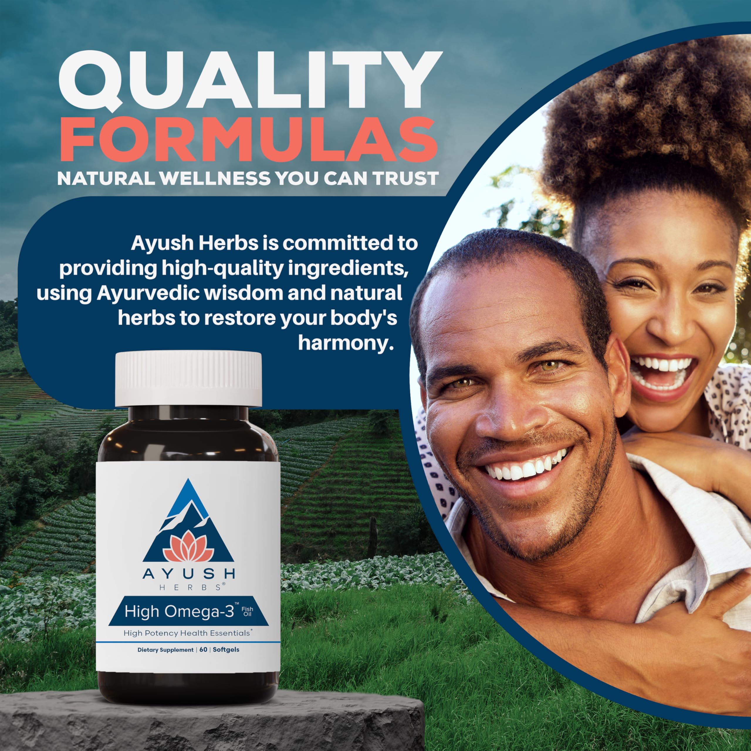 Ayush Herbs Omega-3 Fish Oil Supplement 1000mg softgels with measuring spoon