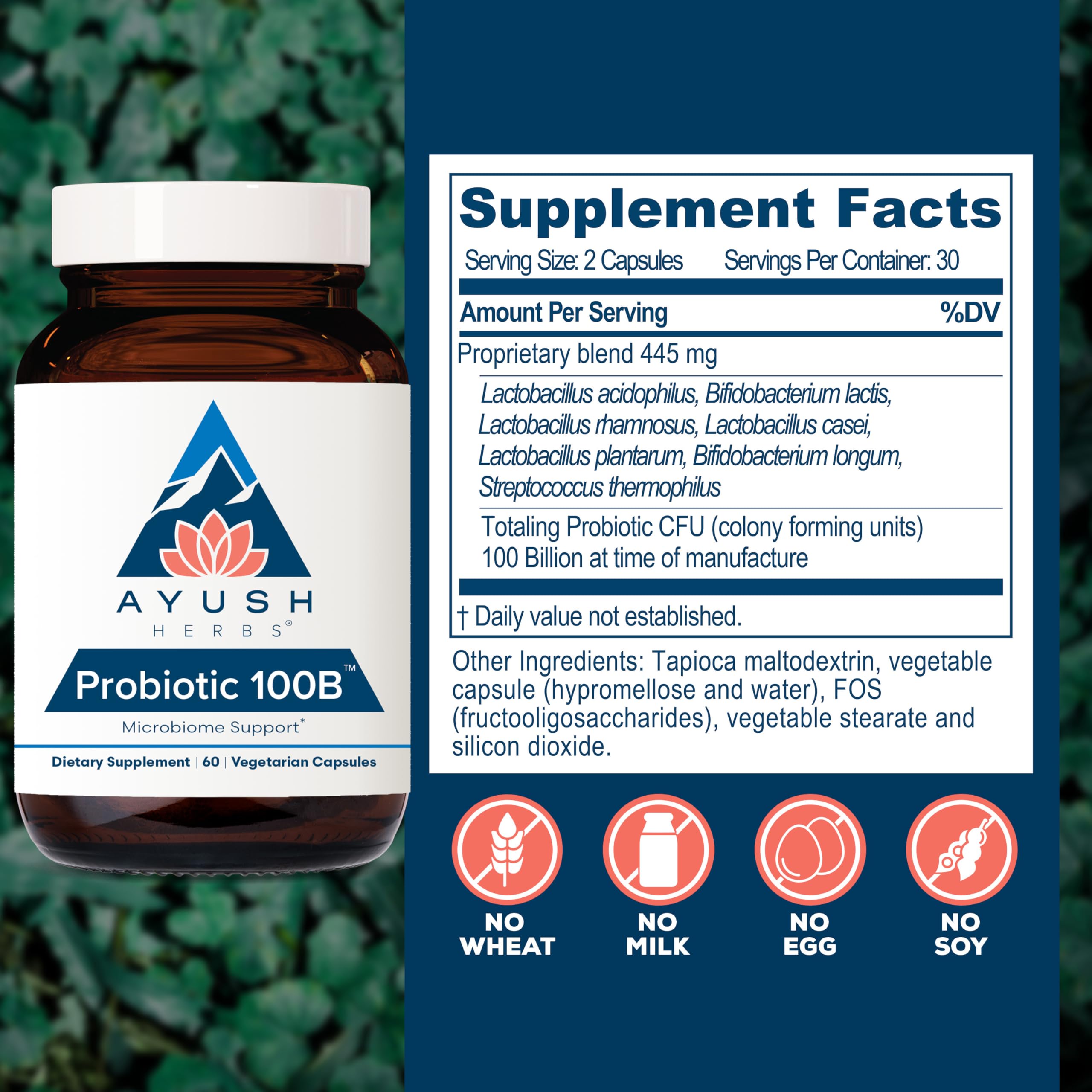 Ayush Herbs Probiotic Supplement 168g side view