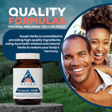 Ayush Herbs Probiotic Supplement on a wooden table