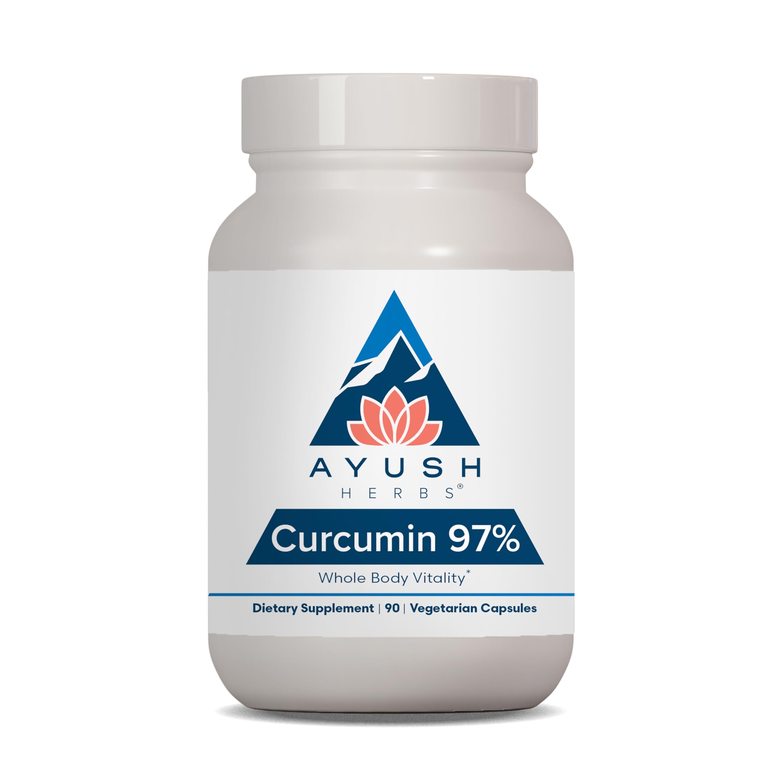 Ayush Herbs Turmeric Curcumin Supplement 250mg capsule front view