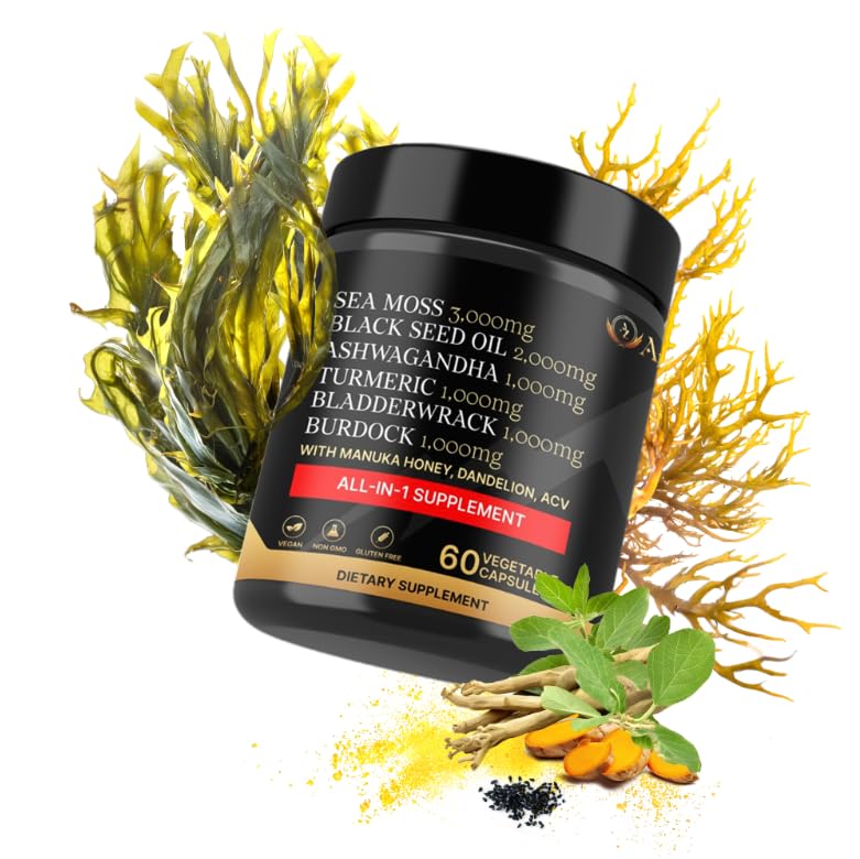 AZ ApexZone Sea Moss Multimineral Supplement packaging on a kitchen counter