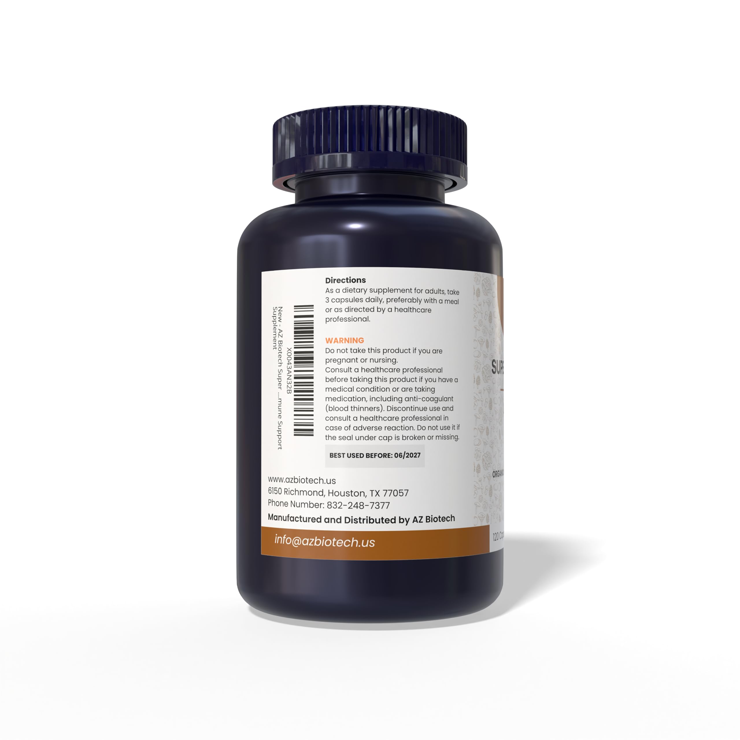 AZ BIOTECH Lion's Mane Mushroom Extract capsules in a glass jar