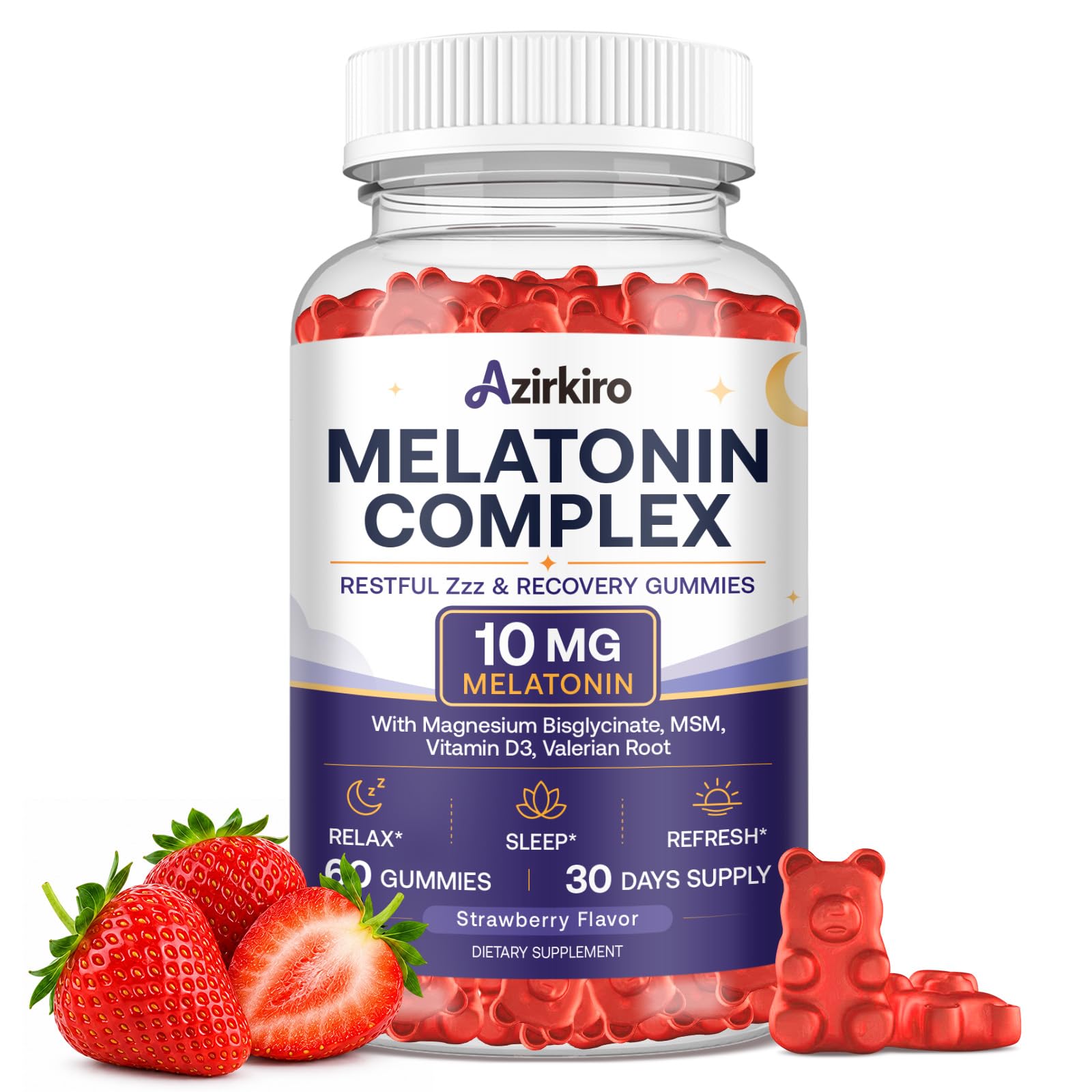 Azirkiro Melatonin Gummies 10mg front view packaging