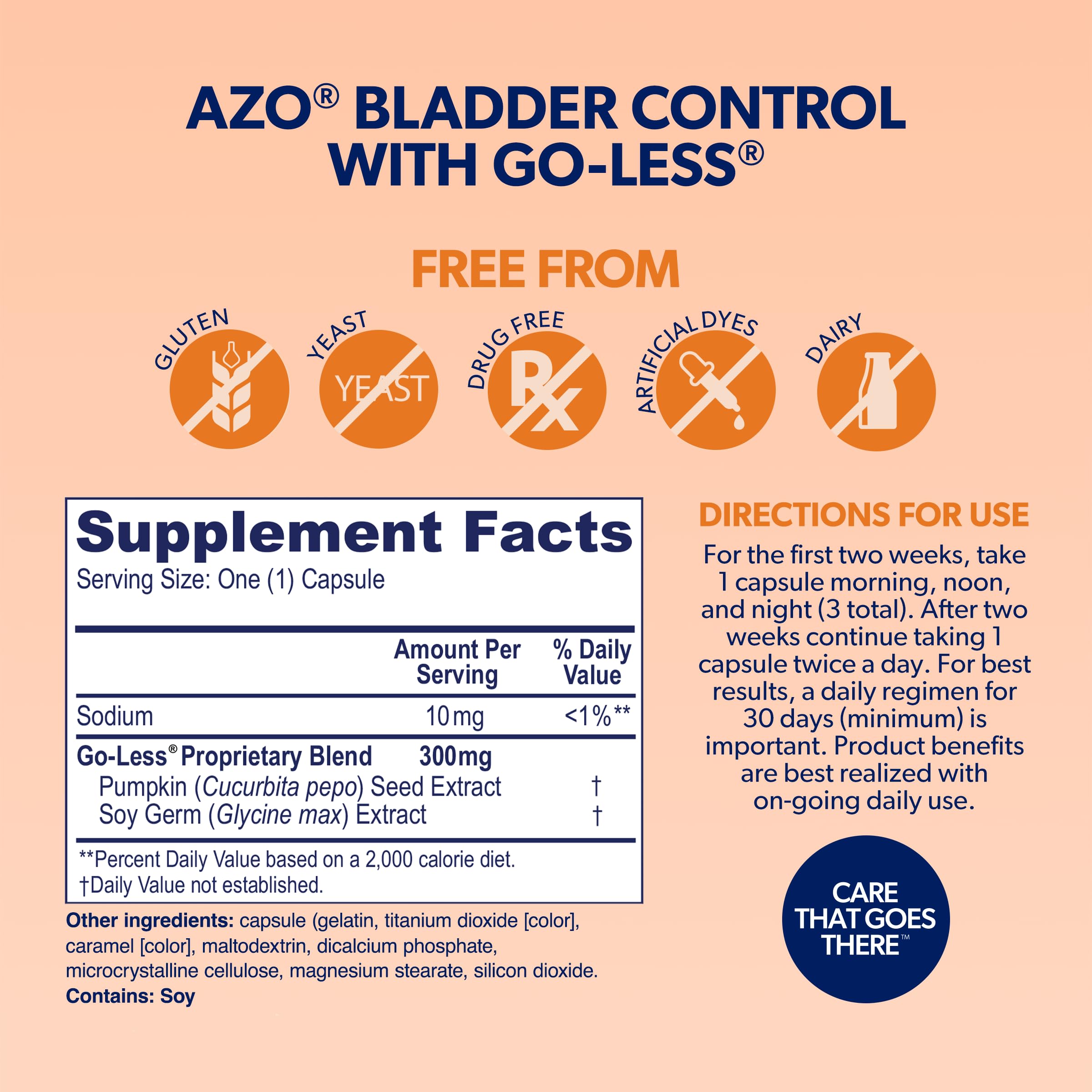 AZO Bladder Control Supplement with Go Less, packaging