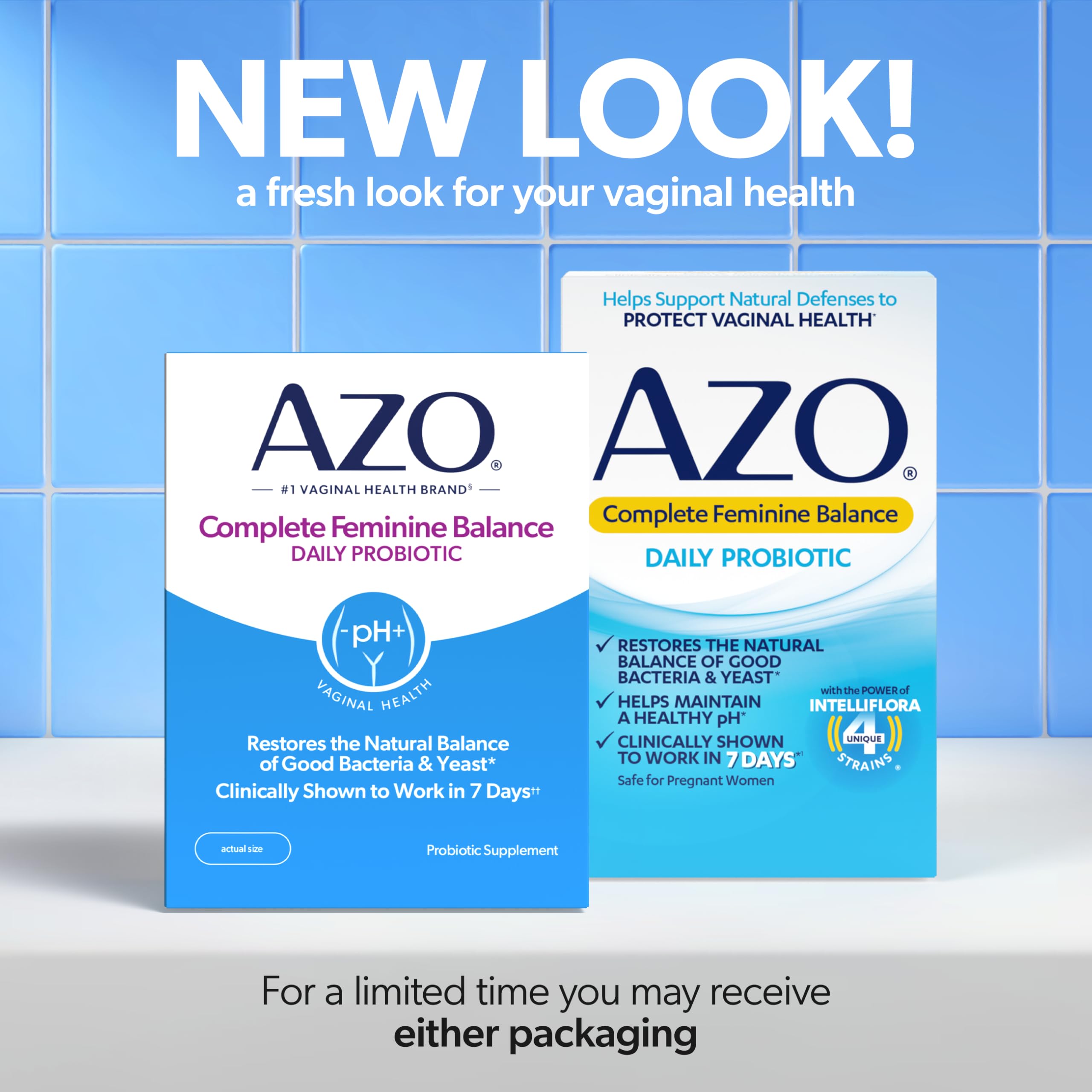 AZO Complete Feminine Balance Probiotic 30 Capsules back view with ingredients