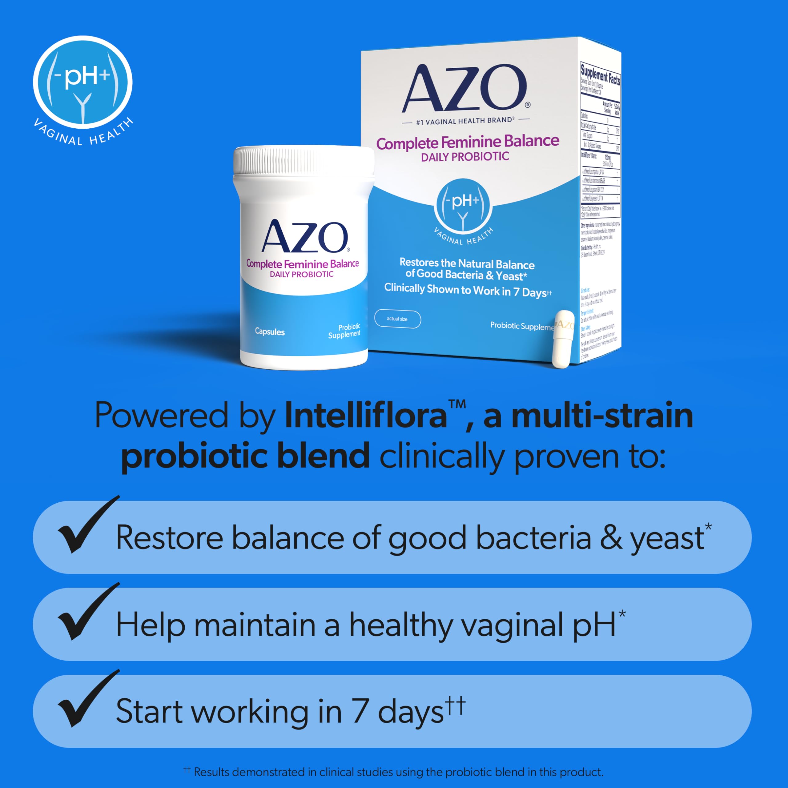 AZO Complete Feminine Balance Probiotic 30 Capsules side view