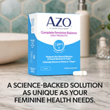 AZO Complete Feminine Balance Probiotic 30 Capsules with dosage instructions