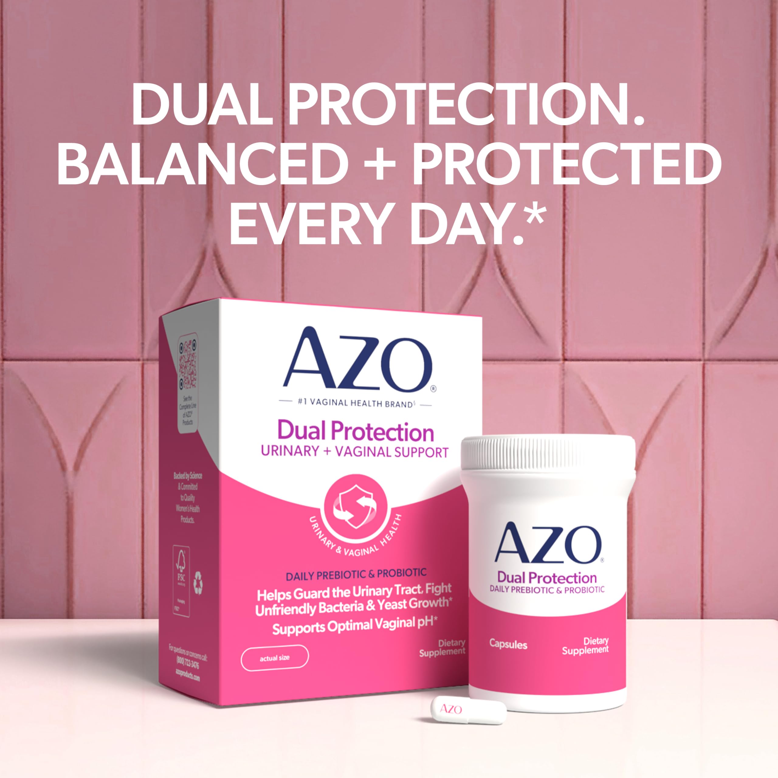 AZO Dual Protection Probiotic Capsules in hand