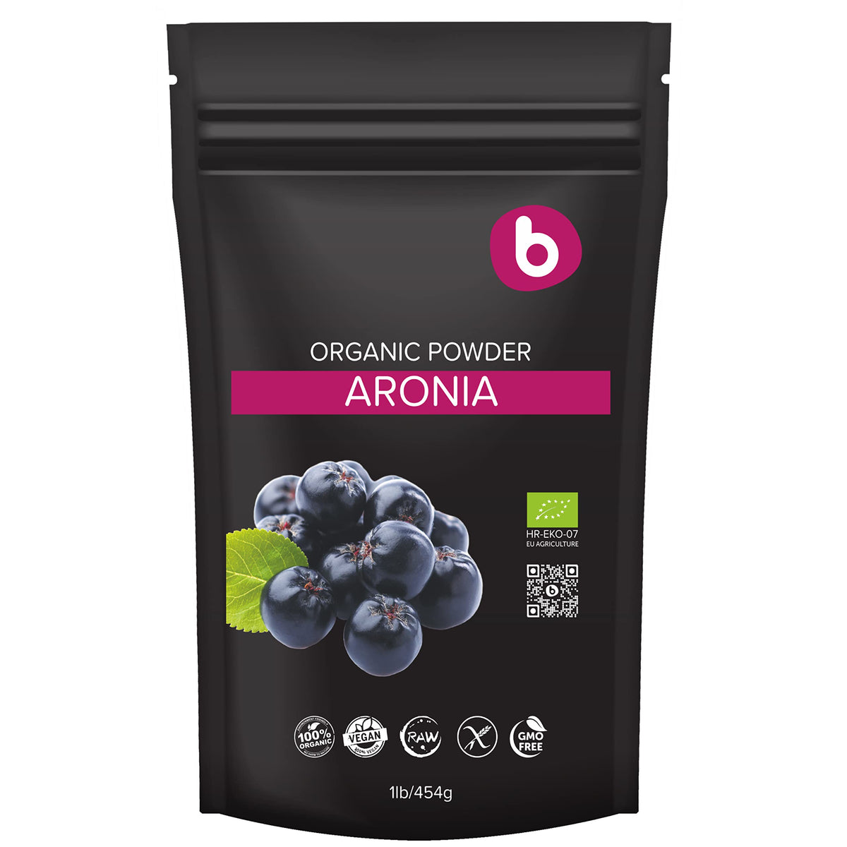 b Aronia Berry Powder 454g front view with packaging