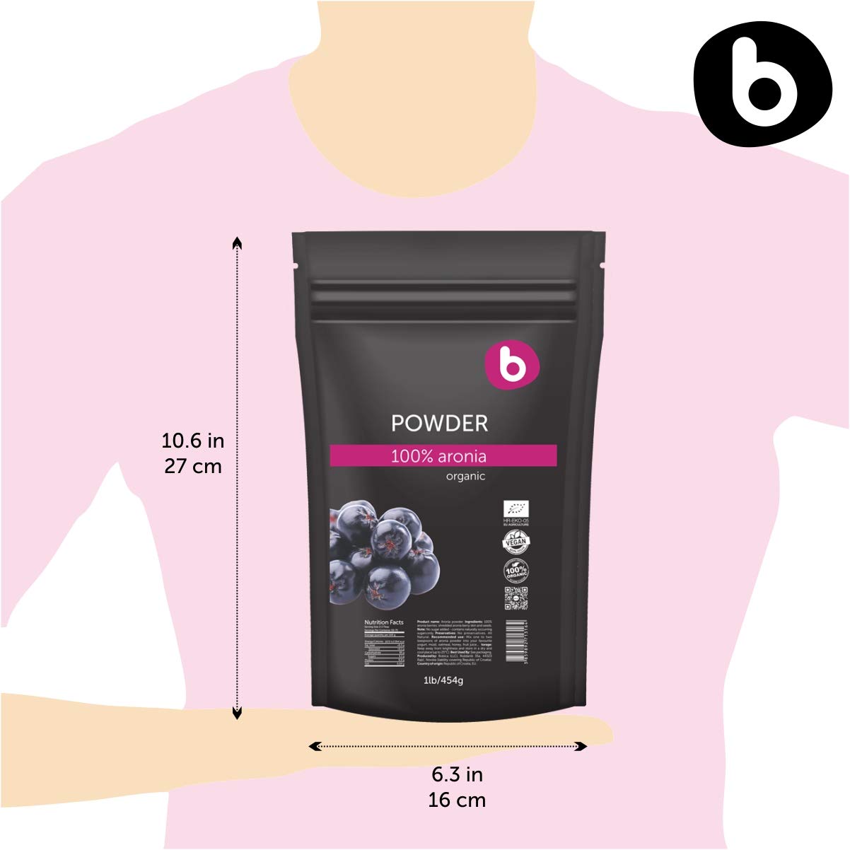 b Aronia Berry Powder 454g mixed in a smoothie glass