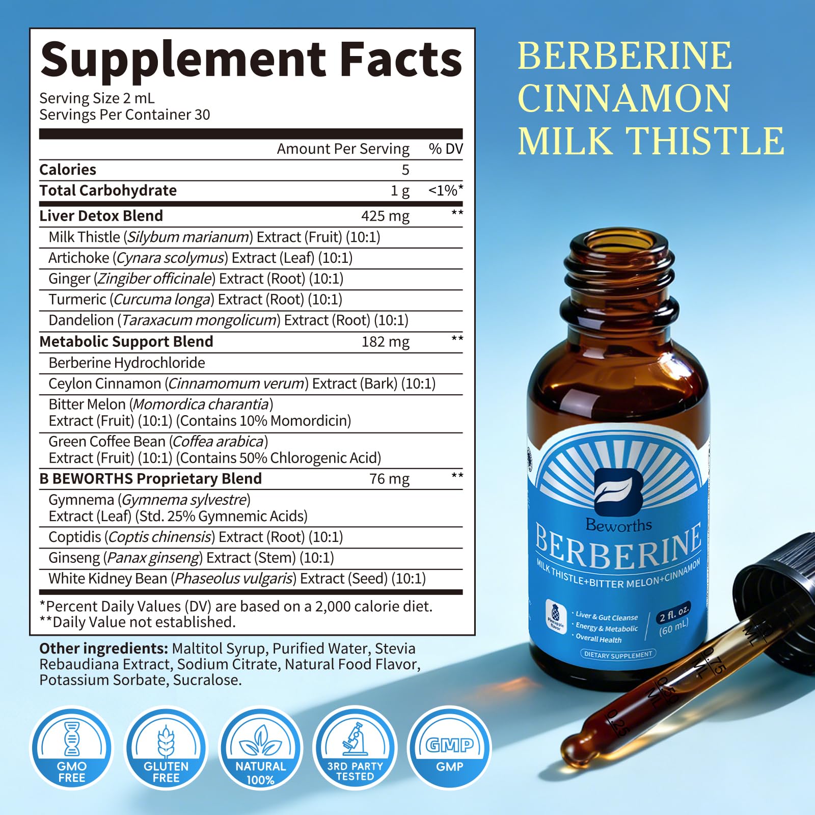 B BEWORTHS Berberine Liquid Drops with herbal extracts