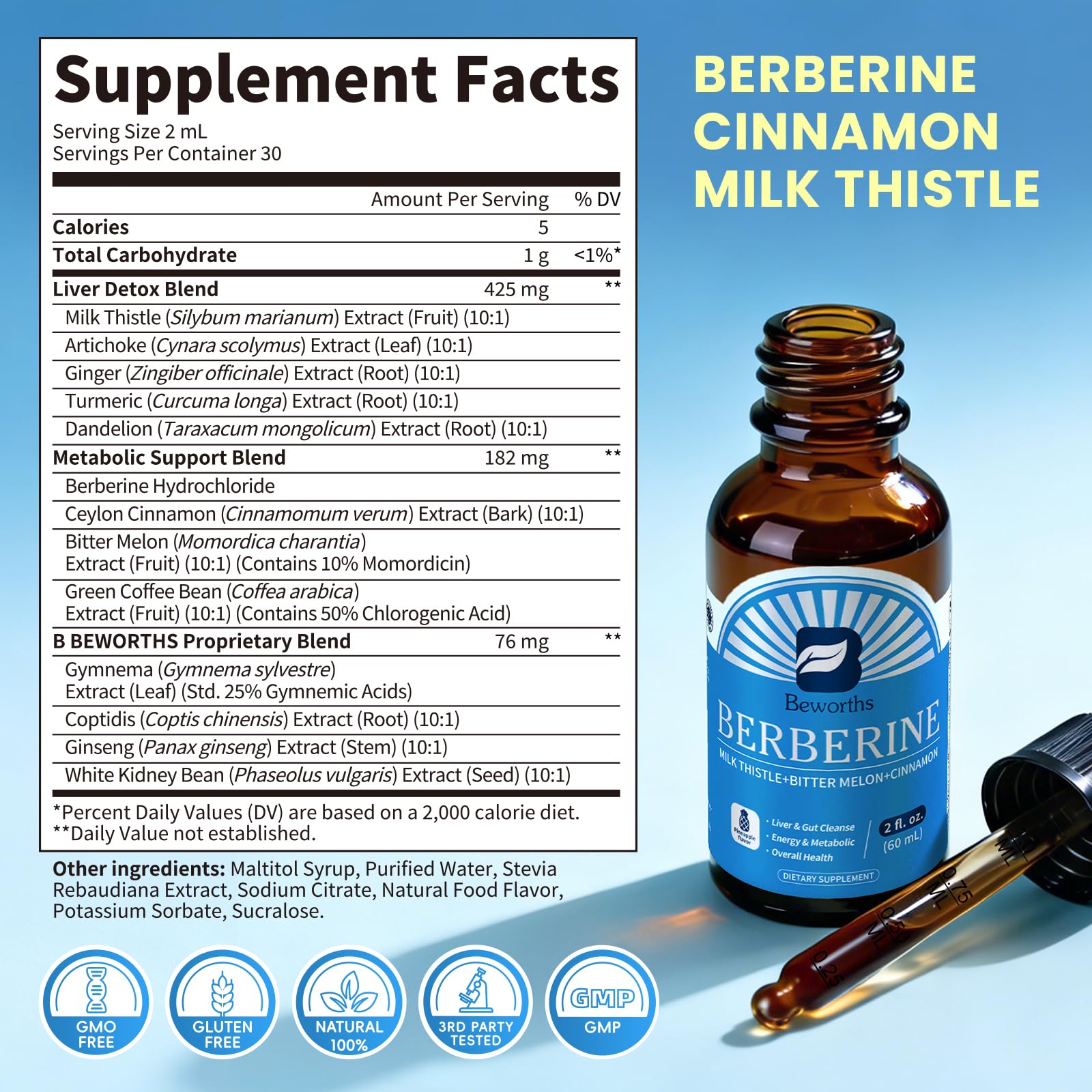 B BEWORTHS Berberine Liquid Drops with measuring spoon