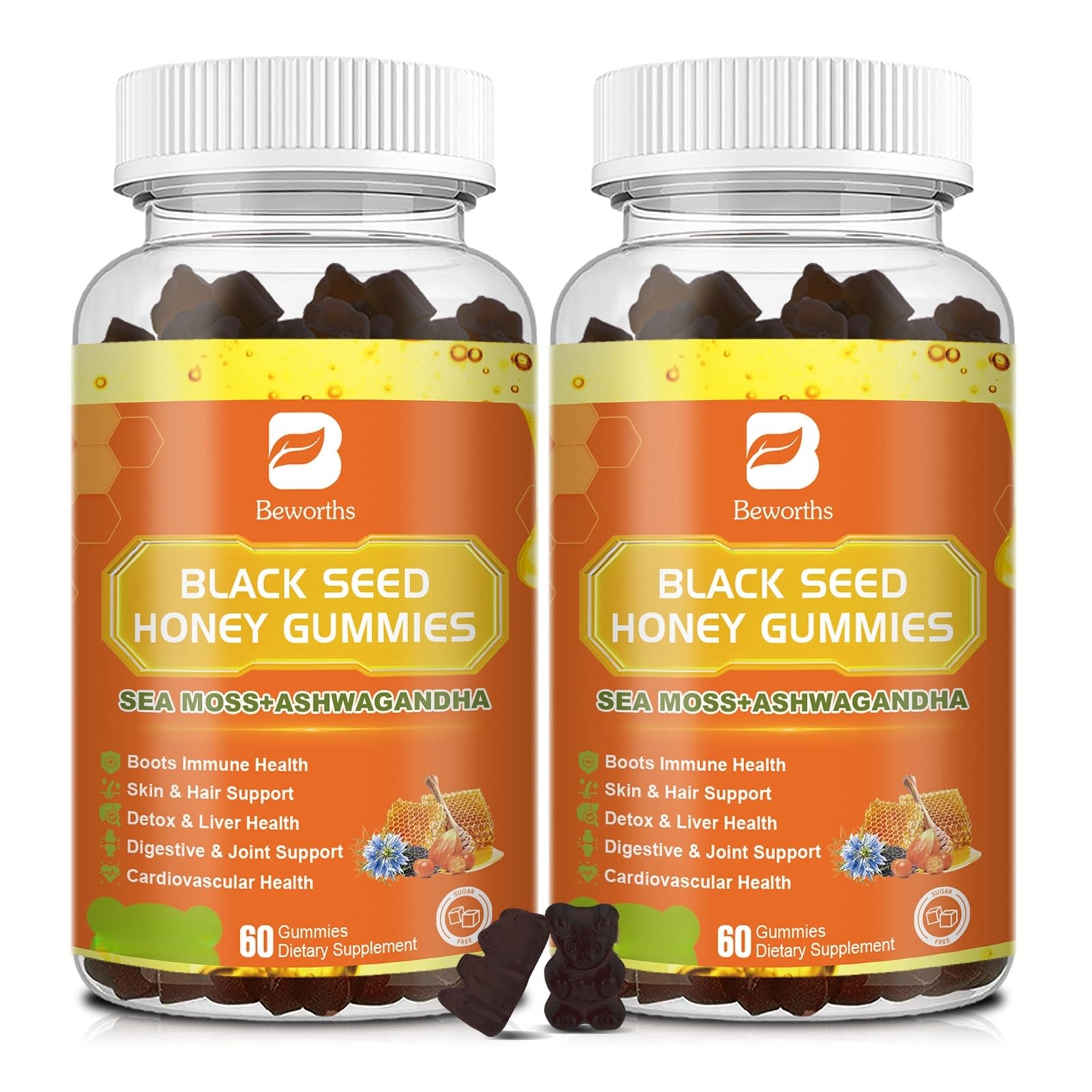 B BEWORTHS Black Seed Oil Sea Moss Gummies front view