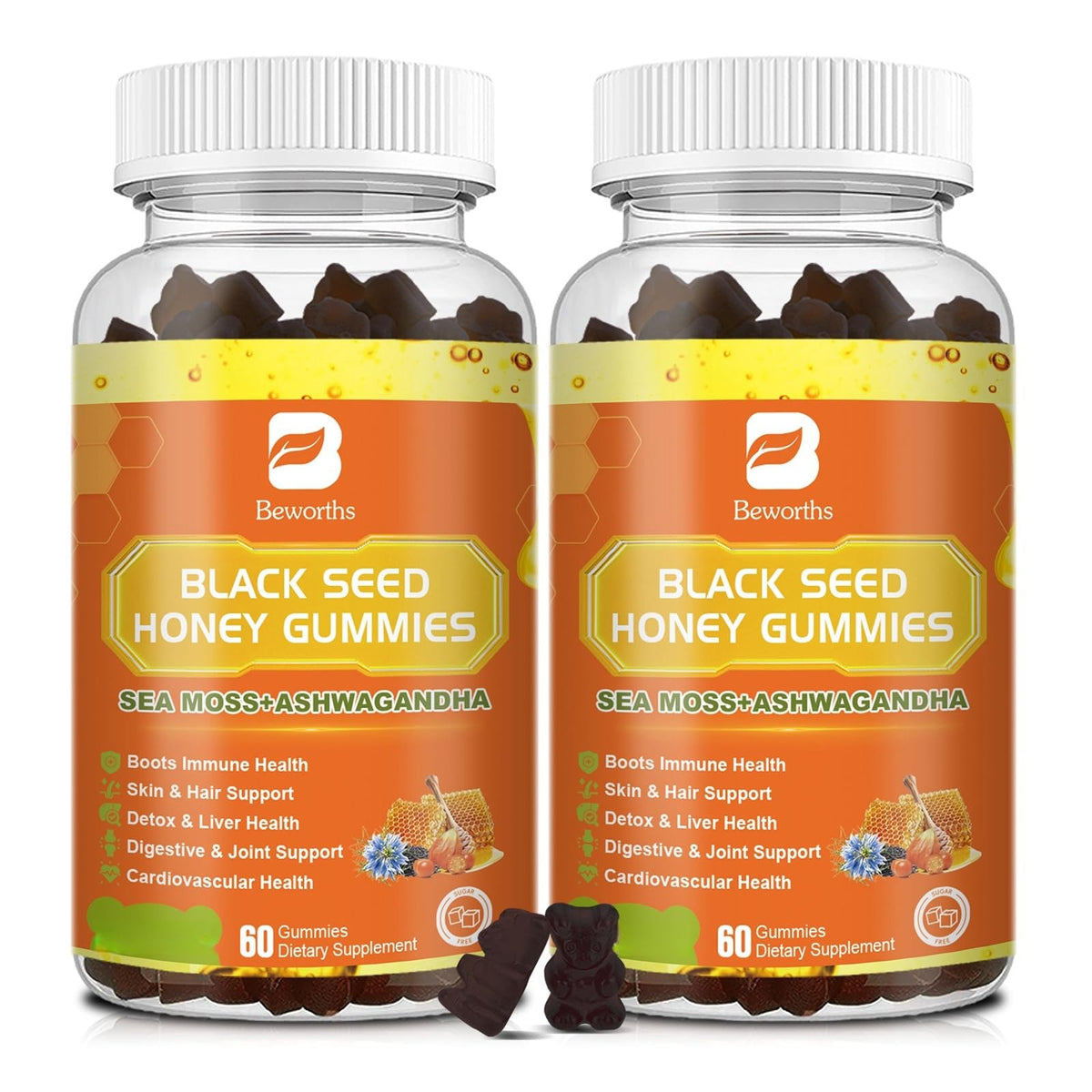 B BEWORTHS Black Seed Oil Sea Moss Gummies front view