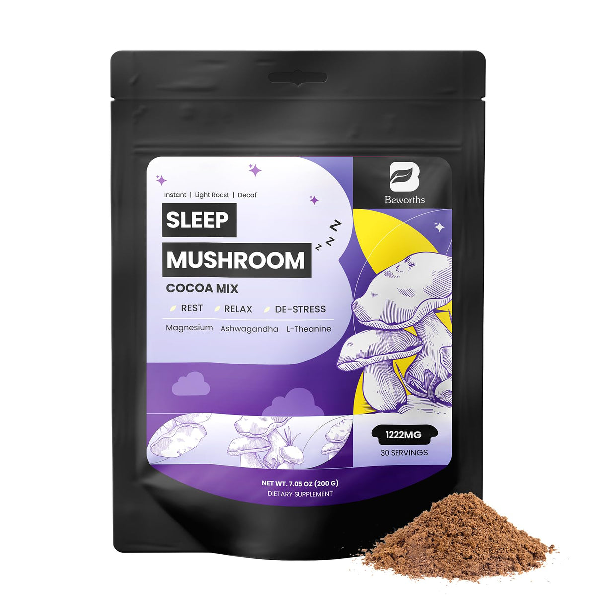 B BEWORTHS Mushroom Hot Cocoa Powder 200g front view