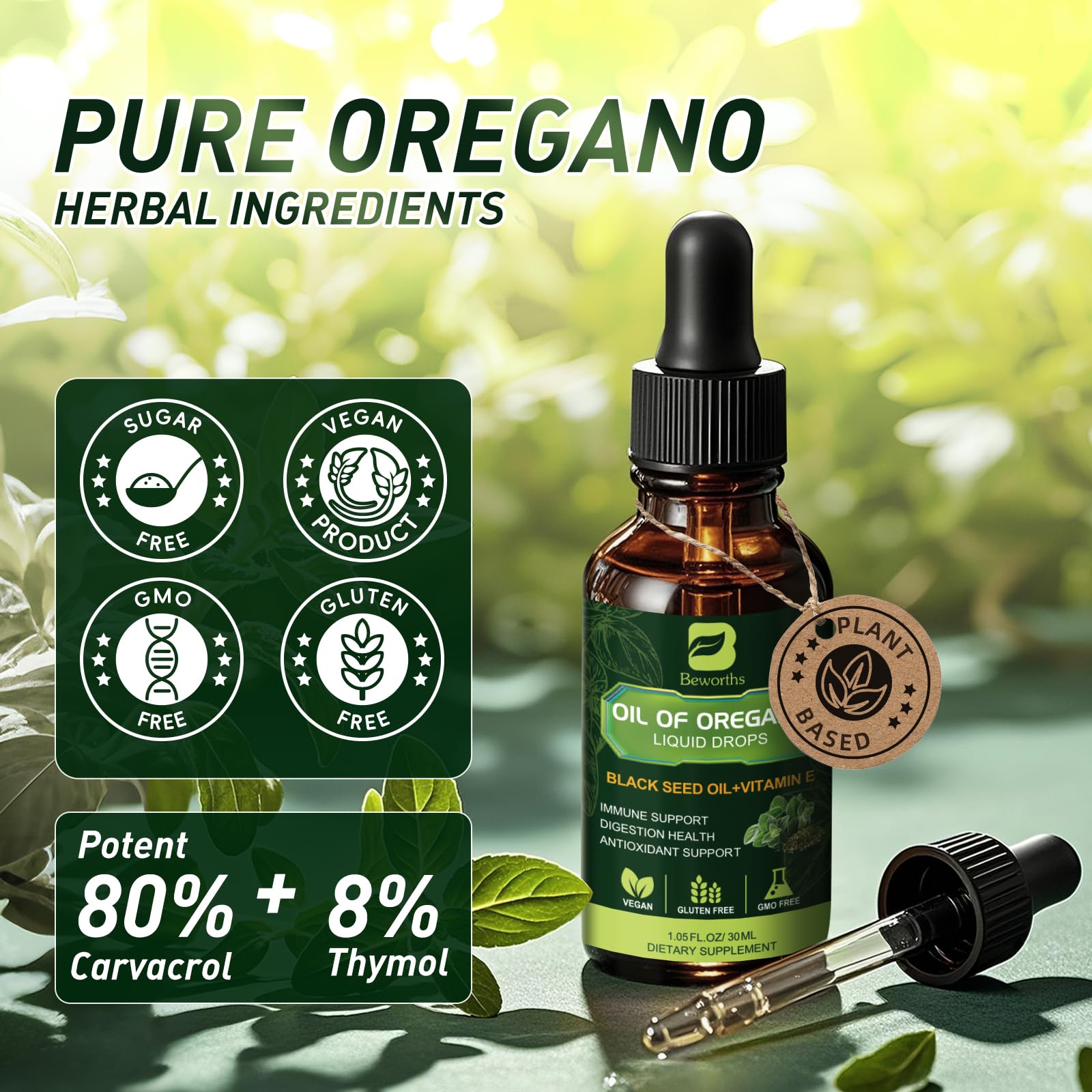 B BEWORTHS Oregano Oil Drops with black seed oil