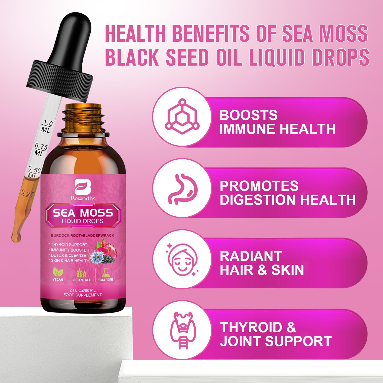 B BEWORTHS Sea Moss Liquid Drops ingredients list