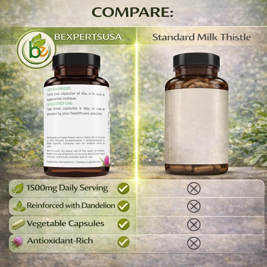 B-Experts Milk Thistle & Dandelion Root capsules close-up