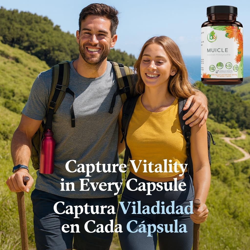 B-Experts Muicle Herb Capsules on a wooden table