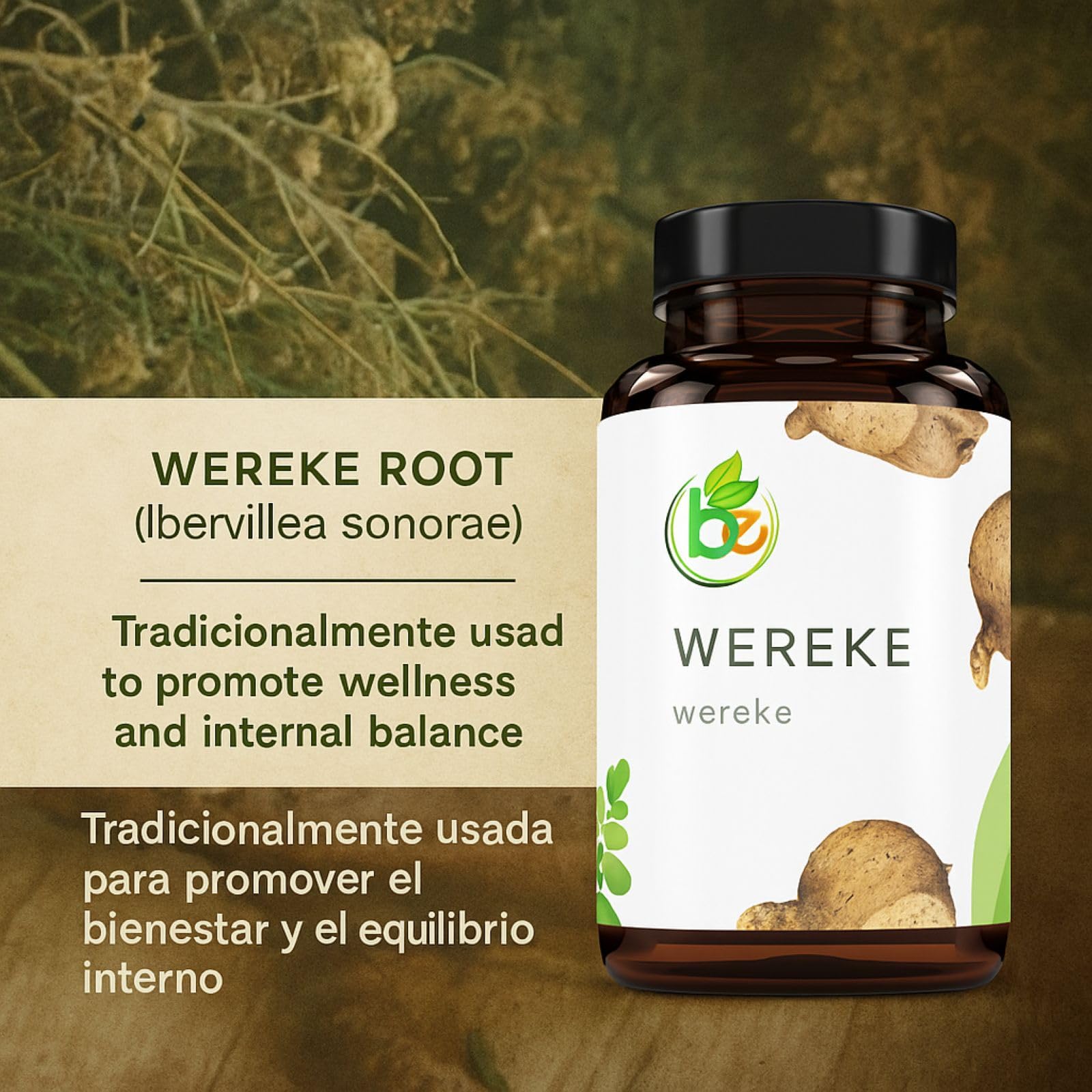 B-Experts Wereke Root 1500 mg Vegan Capsules with measuring spoon