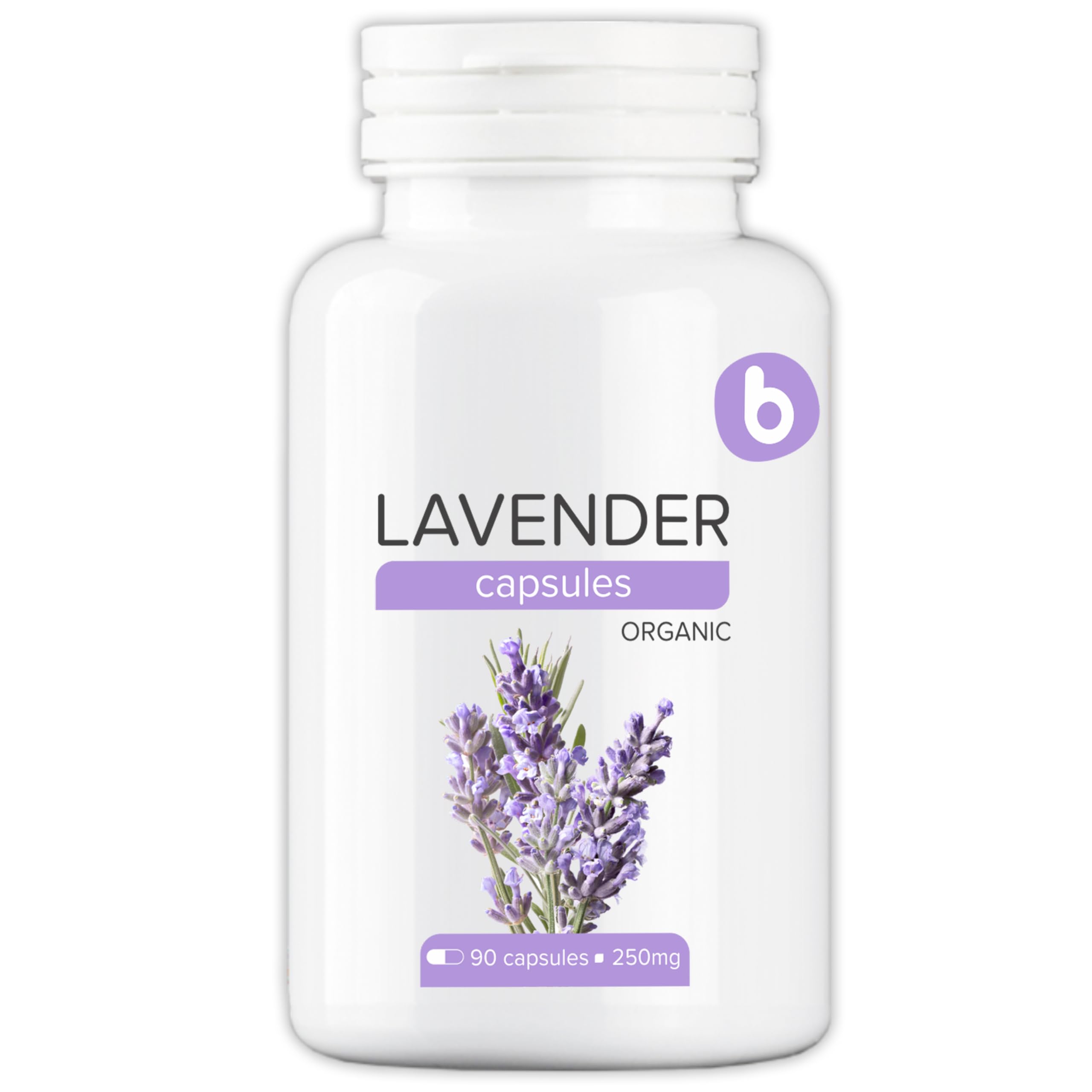 b Lavender Capsules 100% Organic front view