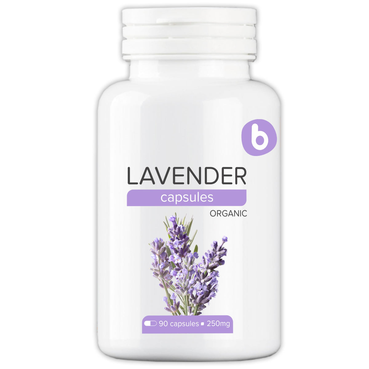 b Lavender Capsules 100% Organic front view