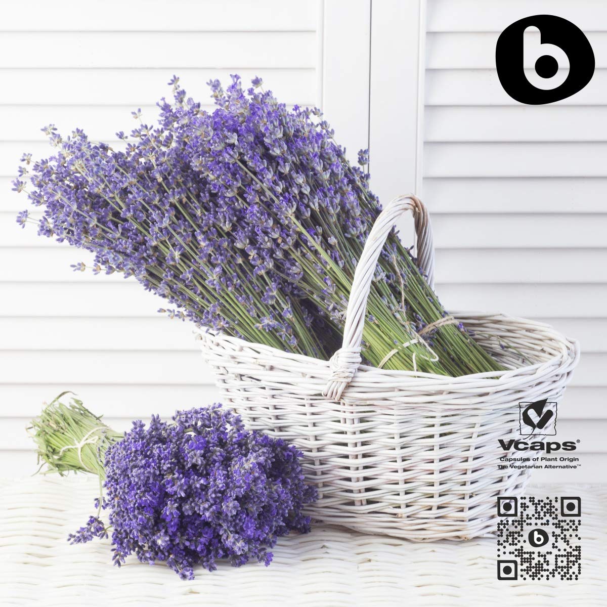 b Lavender Capsules 100% Organic label detail