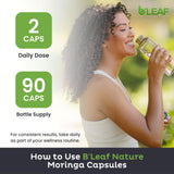 B'LEAF NATURE Moringa Capsules 1000mg close-up of capsules