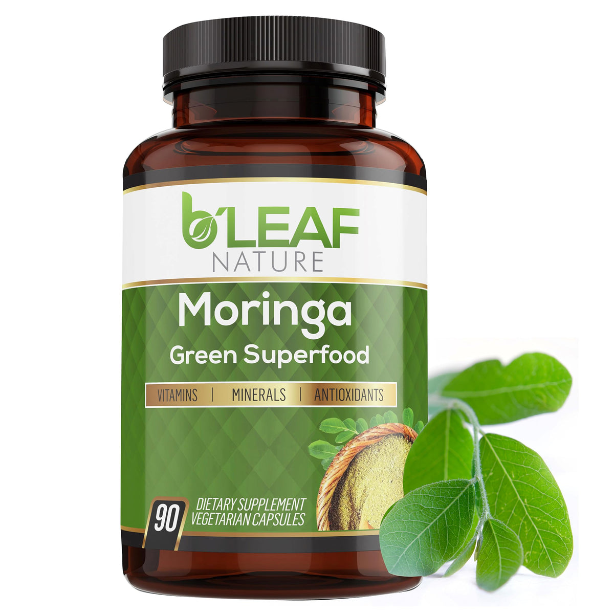 B'LEAF NATURE Moringa Capsules 1000mg front view
