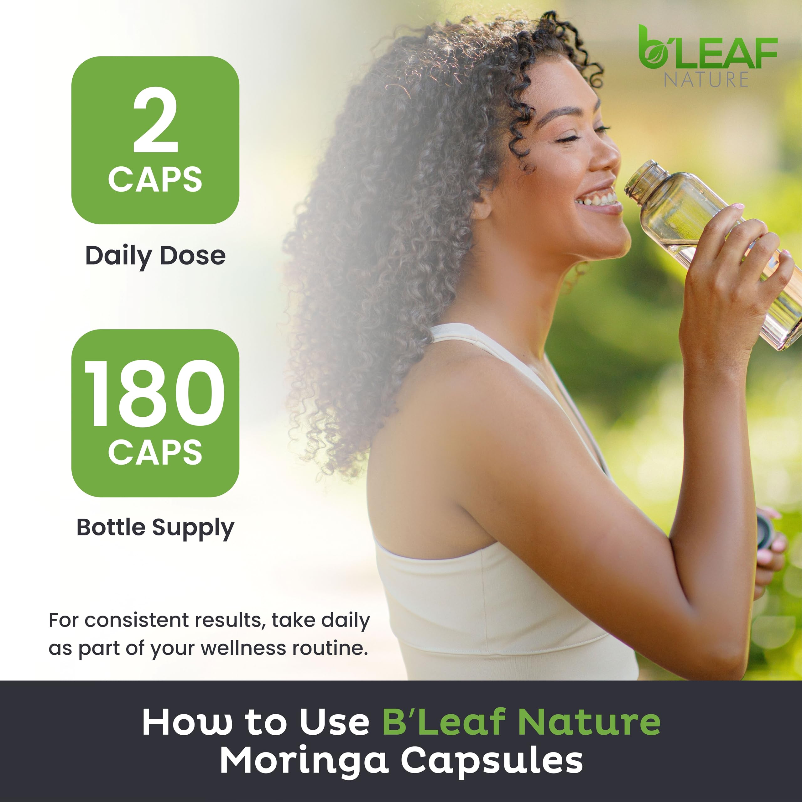 B'LEAF NATURE Moringa Capsules 1000mg packaging
