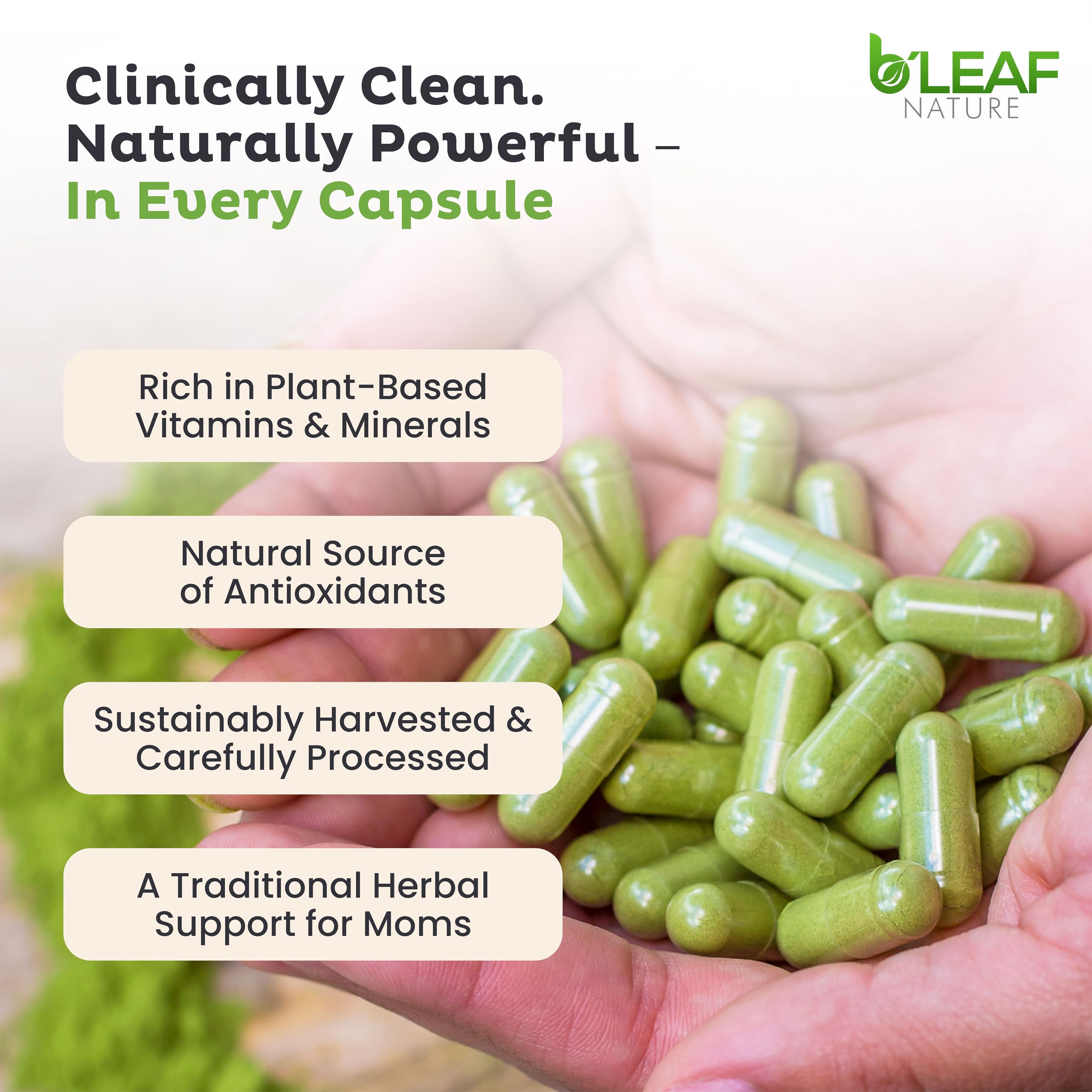 B'LEAF NATURE Moringa Capsules 1000mg side view