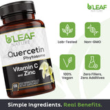B'LEAF NATURE Quercetin Capsules bottle with dosage information