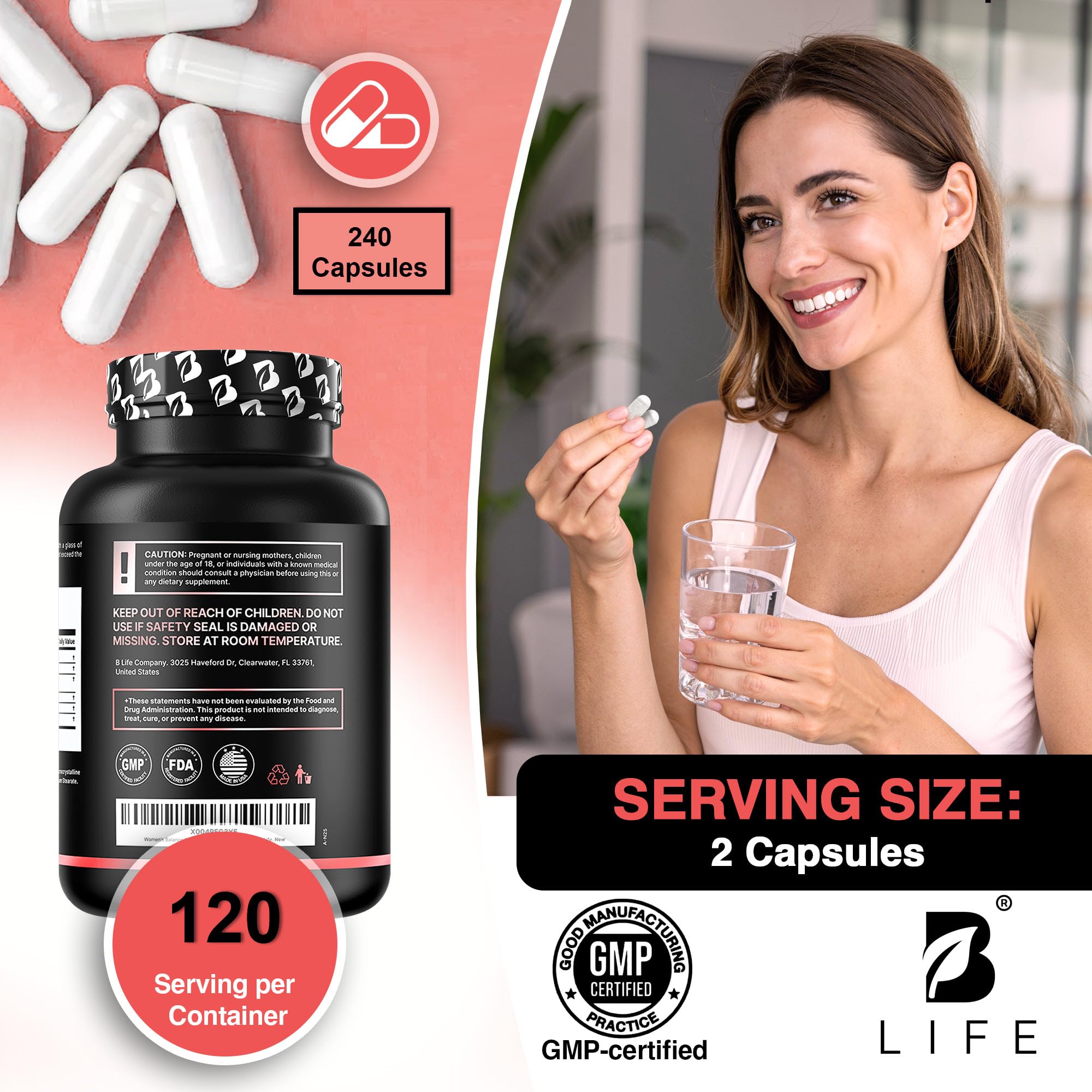 B Life Company Dong Quai Supplement bottle with measuring spoon