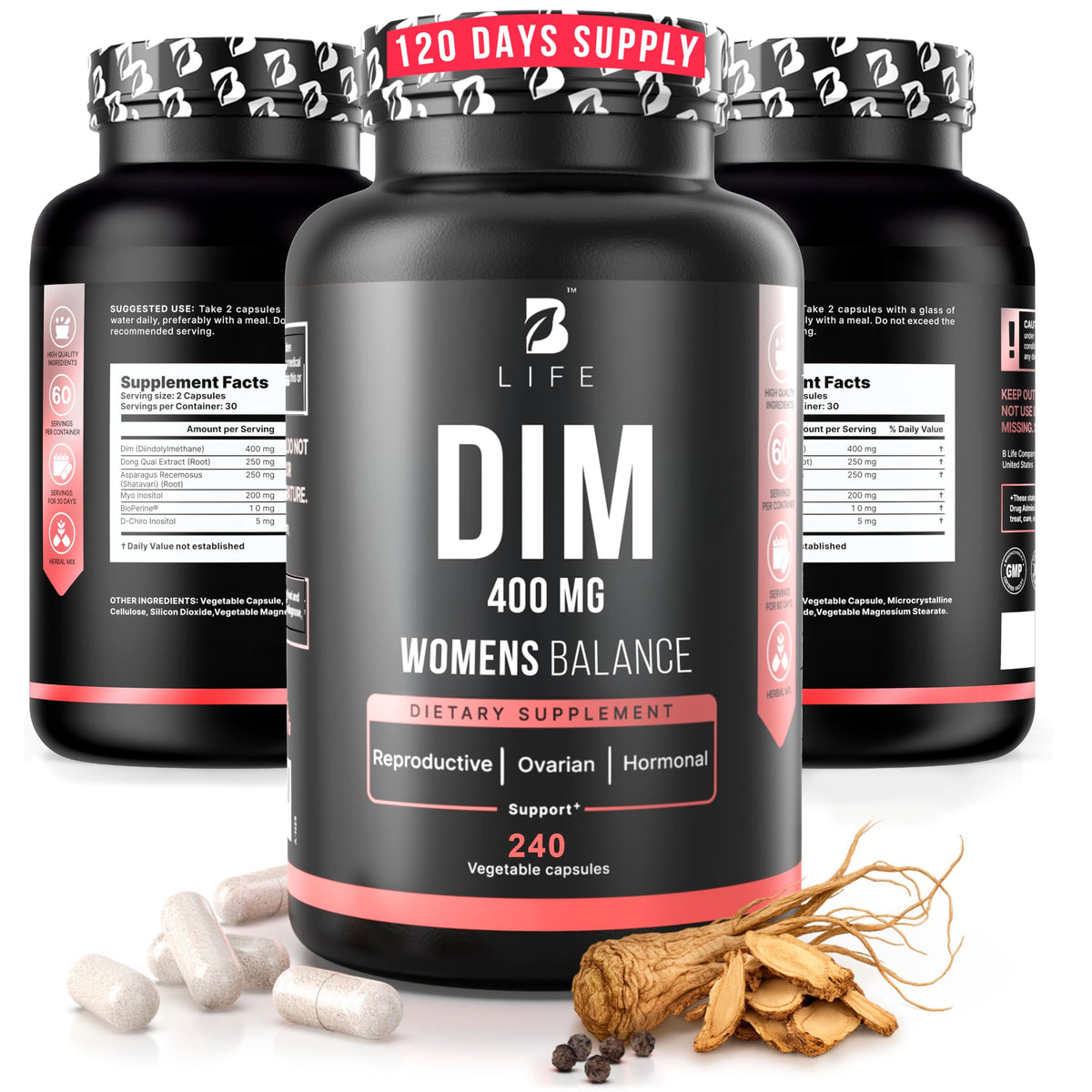 B Life Company Dong Quai Supplement capsule bottle front view
