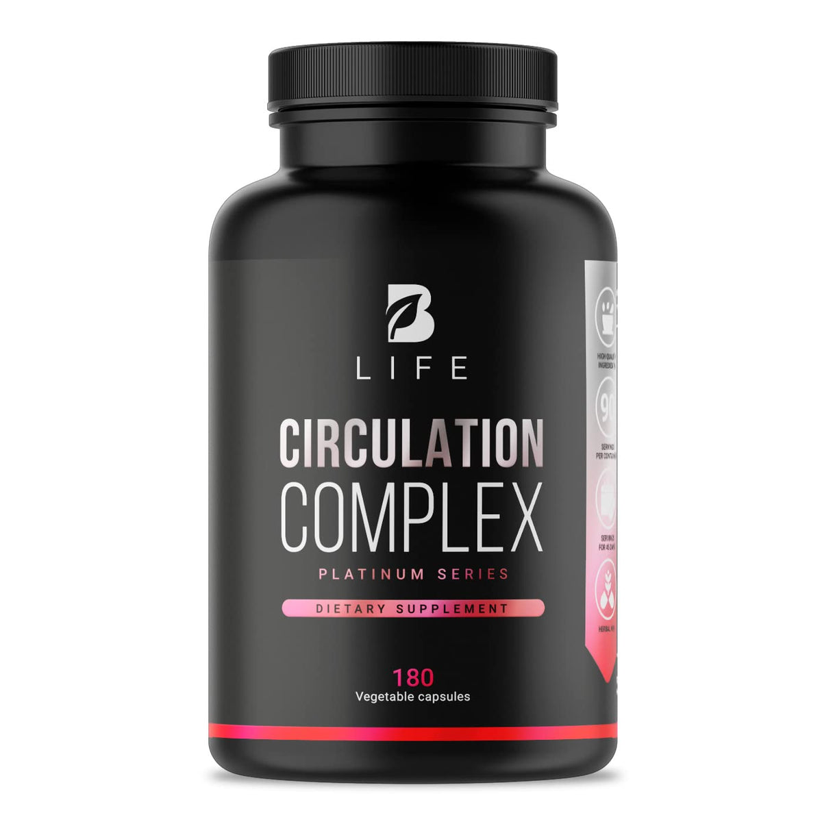 B Life Company L-Arginine Circulation Complex 180 capsules front view