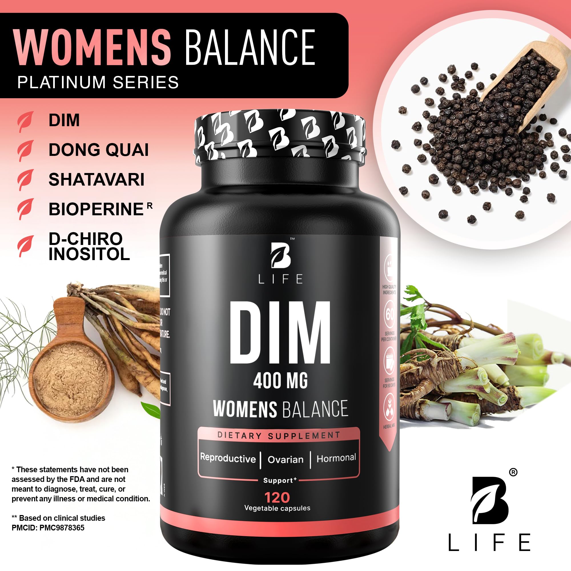 B Life Company Multivitamin Supplement back view with ingredient list