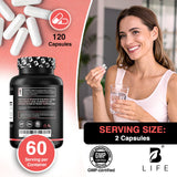 B Life Company Multivitamin Supplement displaying serving size on a white background