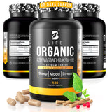 B Life Company Organic Ashwagandha 180 Vegan Capsules front view