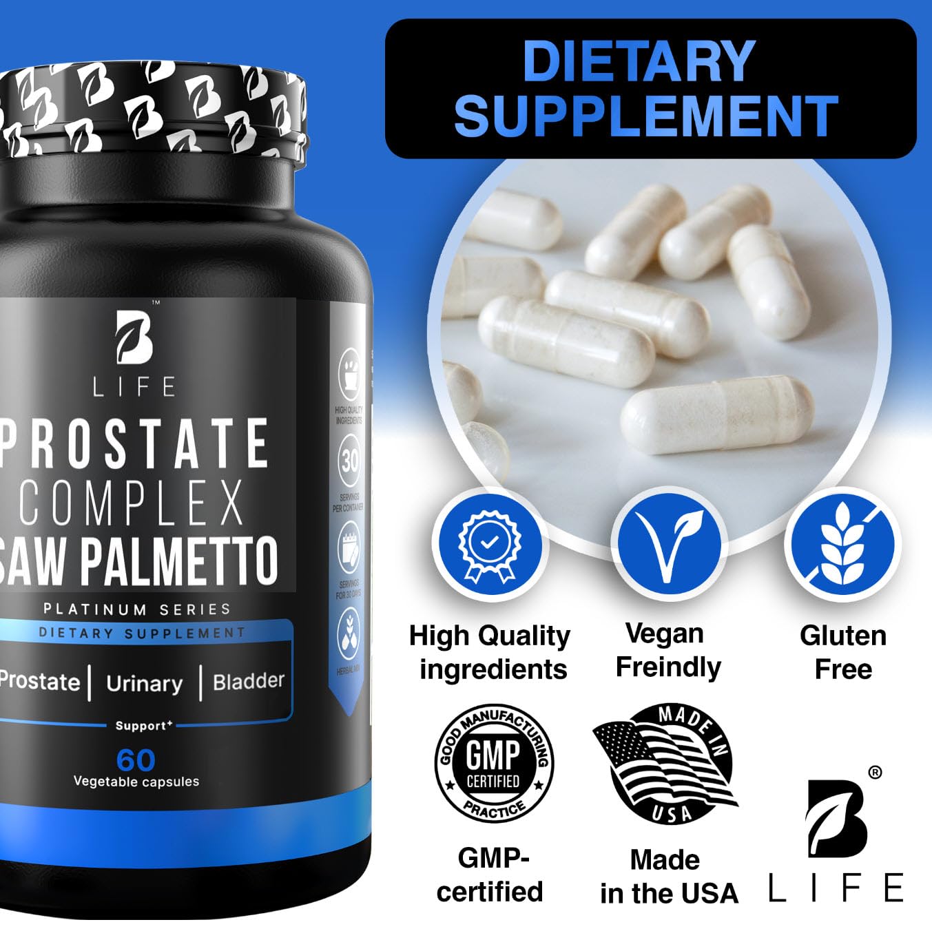 B Life Company Saw Palmetto Supplement 300mg packaging